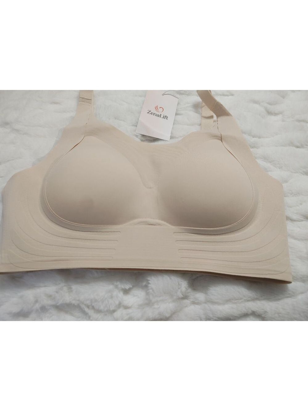 Women's Zenalift Beige Wireless Comfort Bra Size S/M (34B) Jelly Bra